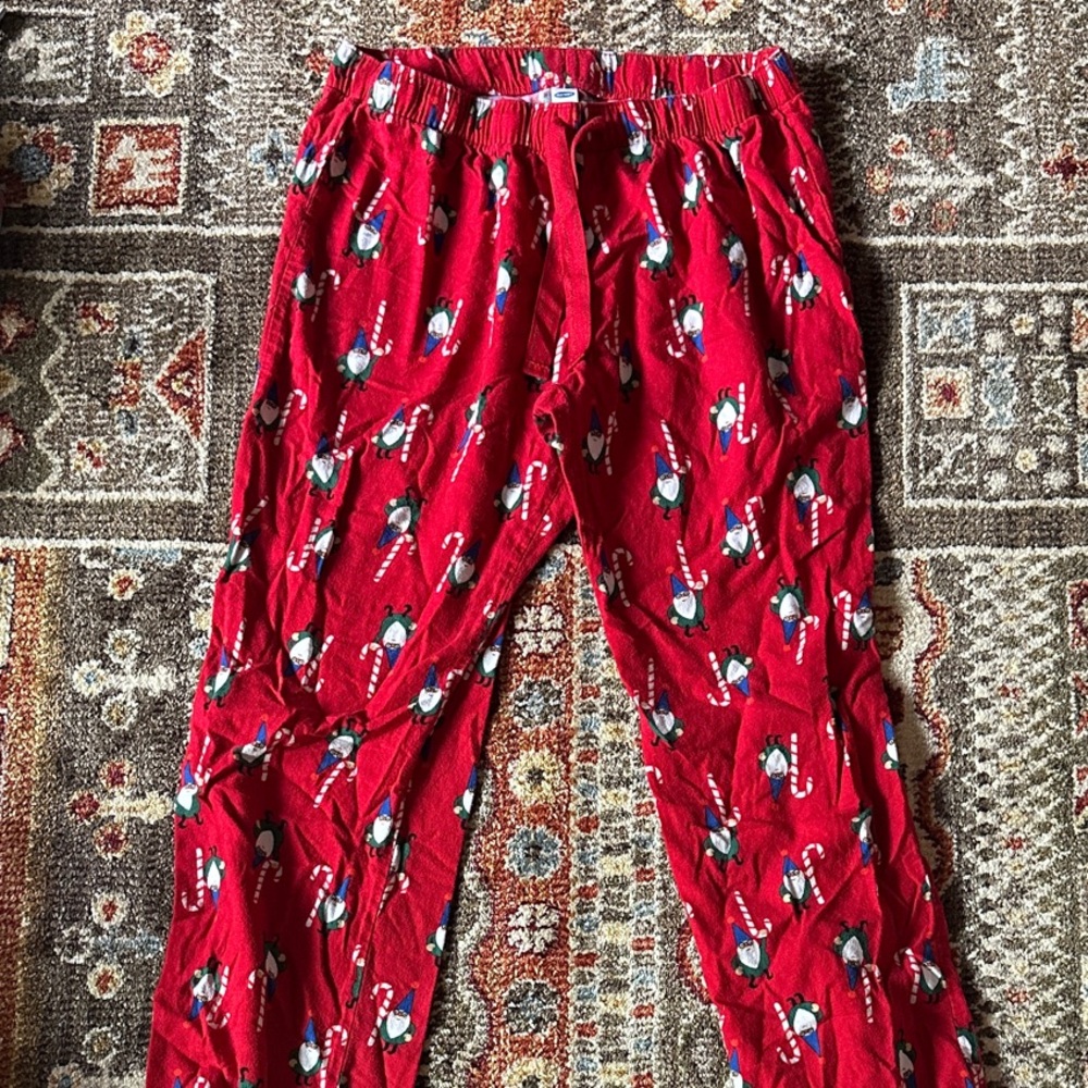Old Navy Red Pajama Pants with Gnome Print